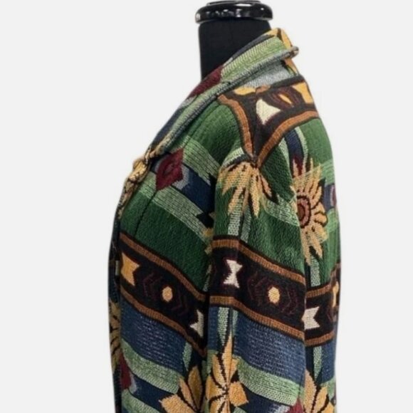 Vintage Painted Pony Western USA Made Jacket Woven Knit Tapestry Blazer One Size - Picture 8 of 12